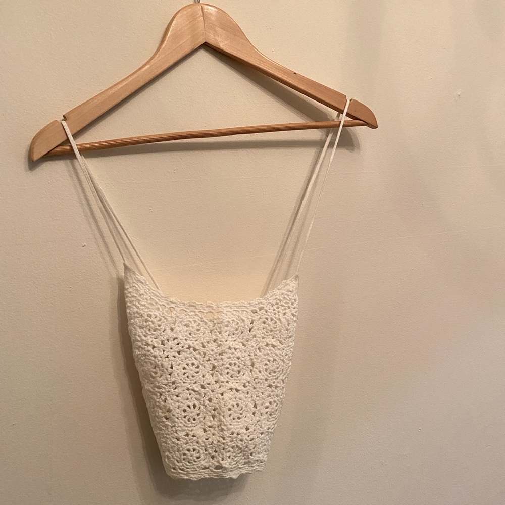 NWOT Free People White Crochet Top